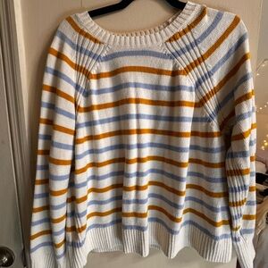 LOFT Multicolor Striped Crew Neck Sweater